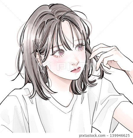 A woman with messy hair A woman with messy hair 139946625