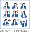 Businesswoman Illustration Set 02: Work, Phone Calls, Evaluation, Success, Worries, Ideas 139946645
