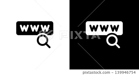 www and a magnifying glass web search icon 139946754