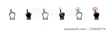Tap/click finger icon set (color) 139946774