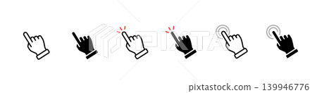Tap/click finger icon set Tap/click finger icon set 139946776