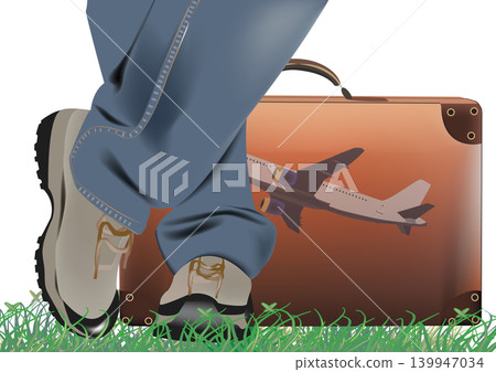crossed legs and suitcase crossed legs and suitcase 139947034