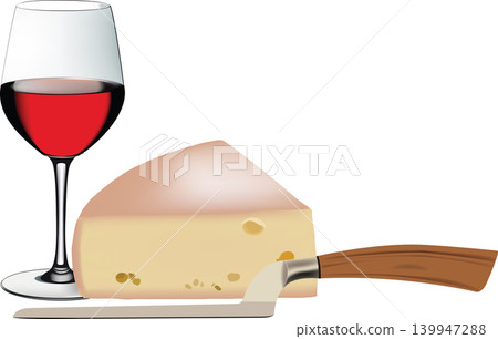 quarter cheese with glass of wine quarter cheese with glass of wine 139947288