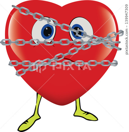 red heart immobilized and chained red heart immobilized and chained 139947309