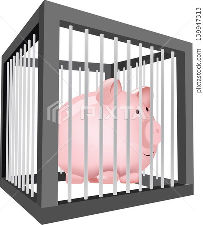 piggy bank in the shape of a safe cage- piggy bank in the shape of a safe cage- 139947313