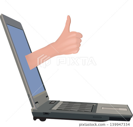 computer hand with thumb raised computer hand with thumb raised 139947334
