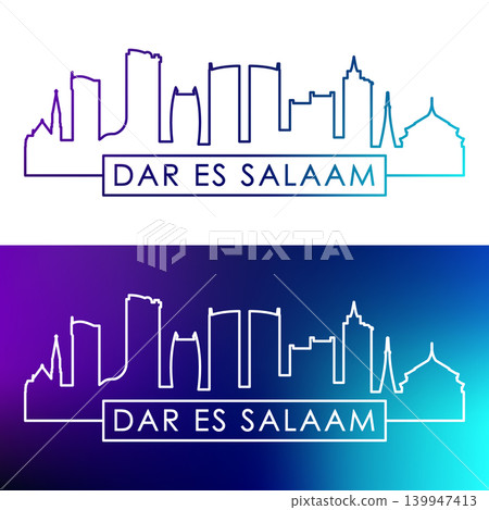 Dar es Salaam skyline. Colorful linear style. Dar es Salaam skyline. Colorful linear style. 139947413