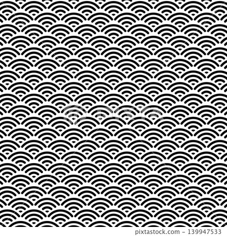 黑色粗線青海波無縫圖案日式圖案背景材質 黑色粗線青海波無縫圖案日式圖案背景材質 139947533
