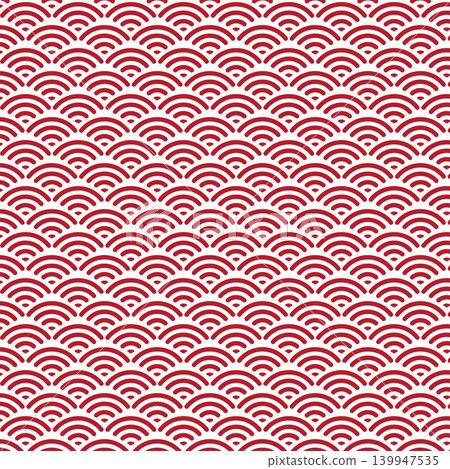 Red thick line seigaiha seamless pattern Japanese pattern background material Red thick line seigaiha seamless pattern Japanese pattern background material 139947535