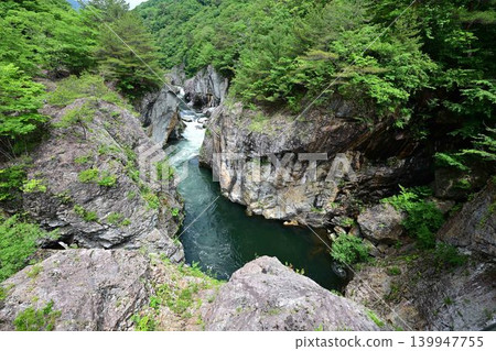 從武藏橋上眺望龍王峽鬱鬱蔥蔥的景色。 139947755
