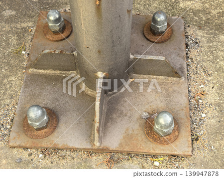 Metal Pole Base Fasteners and Foundation 139947878