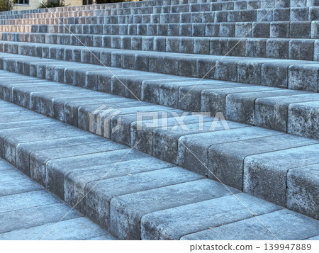 Abstract View of Grey Paved Stone Stairs Abstract View of Grey Paved Stone Stairs 139947889