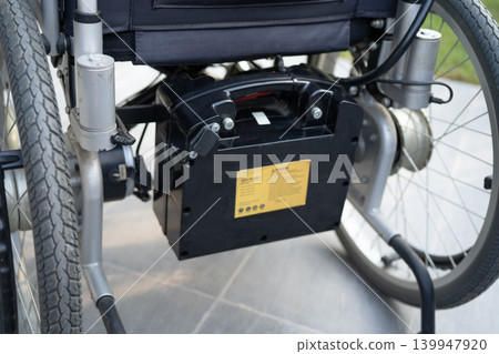 Battery power electric wheelchair increased mobility for disability or elderly patient. Battery power electric wheelchair increased mobility for disability or elderly patient. 139947920