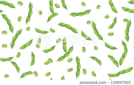 Seamless pattern background material featuring edamame, a summer vegetable. Seamless pattern background material featuring edamame, a summer vegetable. 139947995
