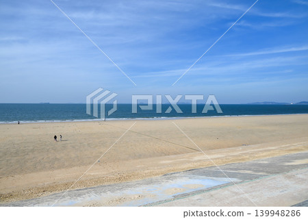 [韓國保靈市] 韓國西海岸大川海灘：退潮時沙灘和大海的景色。 139948286