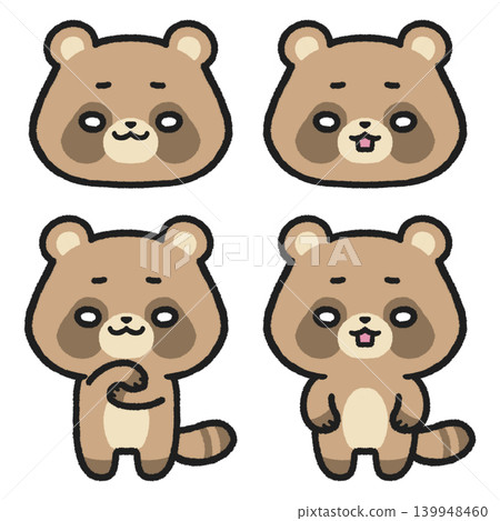 A set of illustrations of raccoons with confused and bewildered expressions. A set of illustrations of raccoons with confused and bewildered expressions. 139948460