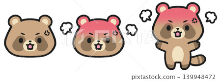 一組憤怒浣熊的插圖 一組憤怒浣熊的插圖 139948472