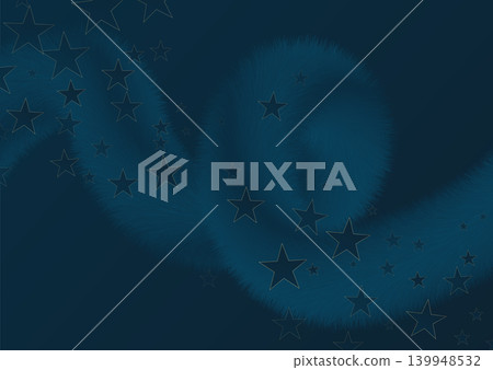 Abstract blue twisted wave shape with fluffy fur texture and golden stars Abstract blue twisted wave shape with fluffy fur texture and golden stars 139948532