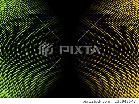 Green orange minimal geometric halftone dots circular pattern, abstract background 139948548