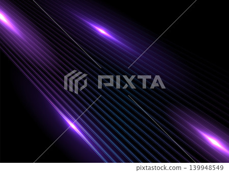 Ultraviolet minimal glowing neon lines abstract futuristic tech background 139948549
