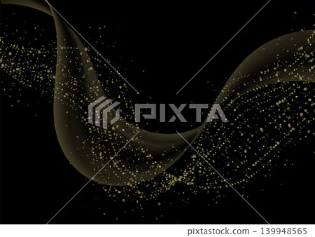 Golden smooth waves and dotted lines abstract shiny background 139948565