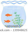 An illustration of goldfish swimming in a goldfish bowl. 139948625