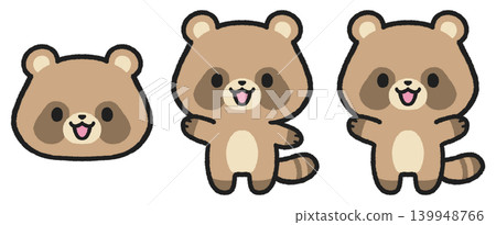 Cute raccoon illustration set Cute raccoon illustration set 139948766