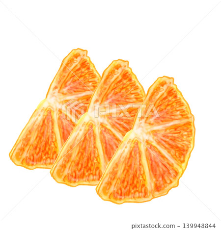Orange cross-section illustration, set of 3, watercolor-style hand-drawn material. Orange cross-section illustration, set of 3, watercolor-style hand-drawn material. 139948844