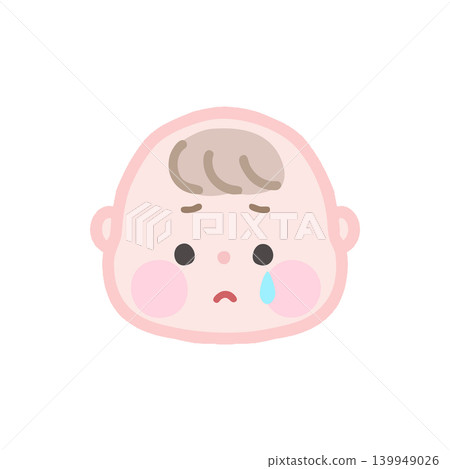 一個嬰兒，臉上帶著悲傷、沮喪的表情 139949026