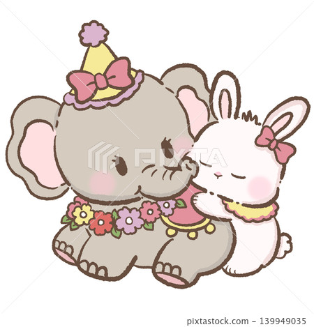 Cute Kawaii Circus Elephant Hugging Bunny Pastel Carnival Friendship Illustration For Planner Stickers Scrapbook Baby Shower Decor And Whimsical Crafts Cute Kawaii Circus Elephant Hugging Bunny Pastel Carnival Friendship Illustration For Planner Stickers Scrapbook Baby Shower Decor And Whimsical Crafts 139949035