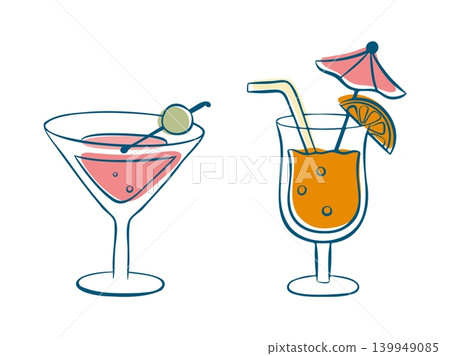 Martini and Tropical Cocktail Doodle Clipart Martini and Tropical Cocktail Doodle Clipart 139949085