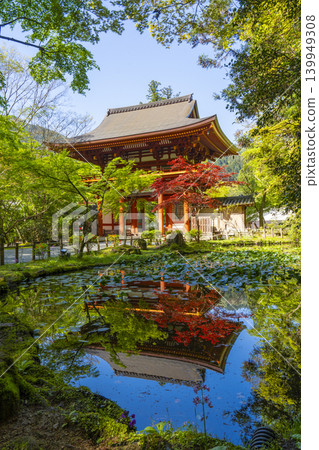 奈良半吉池中的室生寺二王門倒影 奈良半吉池中的室生寺二王門倒影 139949308