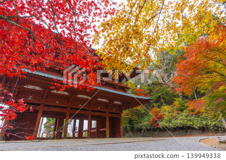 秋天的高野山,秋天的大門和楓葉 秋天的高野山,秋天的大門和楓葉 139949338