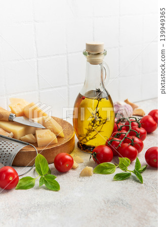 Italian cooking ingredients for fresh mediterranean meal preparation 139949365