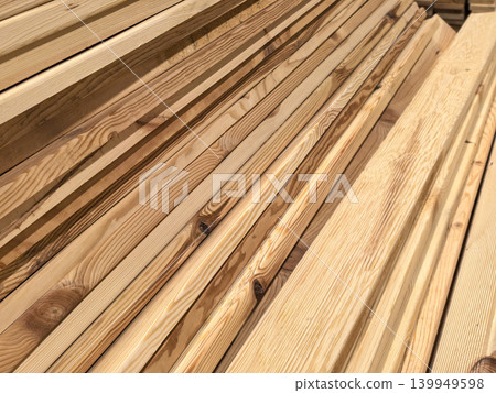 Large Stack of Finished Wood Boards for Building and Renovation Large Stack of Finished Wood Boards for Building and Renovation 139949598