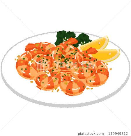 Garlic shrimp illustration 139949812