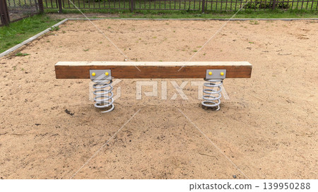 Playground Spring Balance Beam on Sand Base 139950288