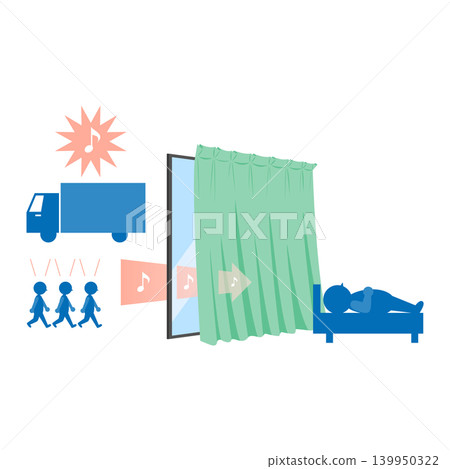 Soundproof and sound-insulating curtain illustration 139950322