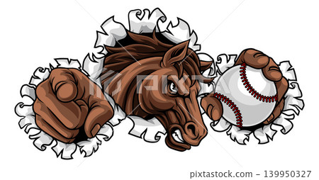 Horse Mustang Stallion Baseball Sports Team Mascot Horse Mustang Stallion Baseball Sports Team Mascot 139950327