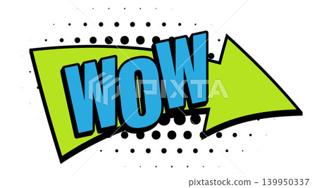 WOW Comic Book Pop Art Arrow Banner Graphic WOW Comic Book Pop Art Arrow Banner Graphic 139950337