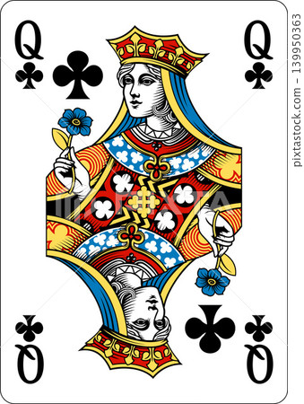 Queen of Clubs Design from Deck of Playing Cards Queen of Clubs Design from Deck of Playing Cards 139950363