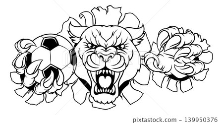 Panther Leopard Cougar Soccer Football Mascot 139950376