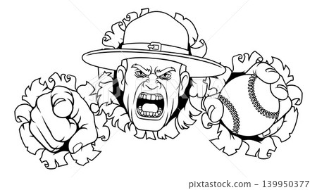 Drill Instructor Sergeant Bootcamp Baseball Mascot Drill Instructor Sergeant Bootcamp Baseball Mascot 139950377