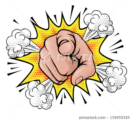 Pointing Finger at You Halftone Comicbook Hand Pointing Finger at You Halftone Comicbook Hand 139950385