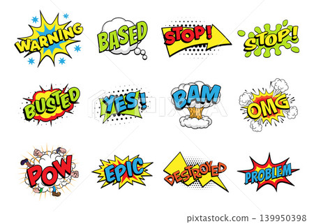 Comic Book Pop Art Word Graphic Set Collection Comic Book Pop Art Word Graphic Set Collection 139950398