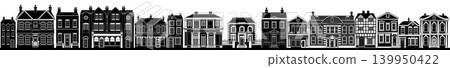 Houses Buildings Street Silhouette Illustration Houses Buildings Street Silhouette Illustration 139950422