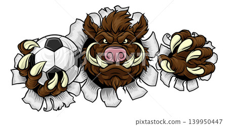 Boar Wild Hog Razorback Warthog Pig Soccer Mascot Boar Wild Hog Razorback Warthog Pig Soccer Mascot 139950447