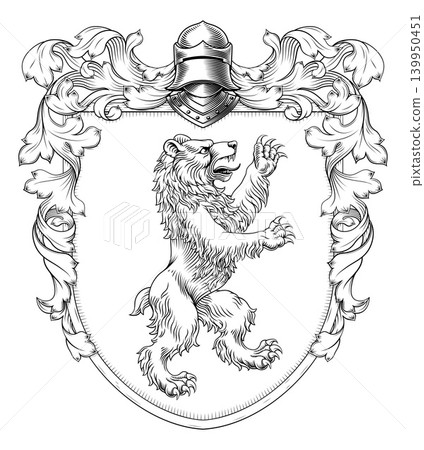 Bear Coat of Arms Family Crest Heraldic Shield 139950451