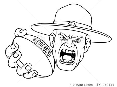 Drill Instructor Sergeant Bootcamp Football Mascot Drill Instructor Sergeant Bootcamp Football Mascot 139950455