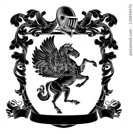 Coat of Arms Crest Pegasus Heraldic Knight Shield Coat of Arms Crest Pegasus Heraldic Knight Shield 139950470